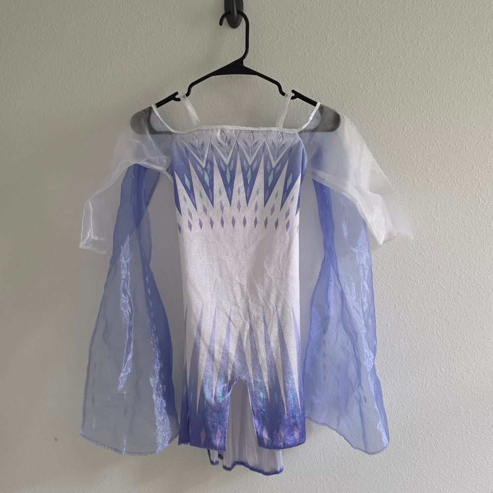 Disney Frozen 2 Elsa Snow Queen Costume Dress White Purple Girls Size S 6/7